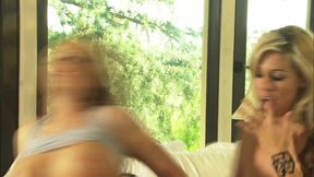 jayna woods and brooke haven share a cock in bed