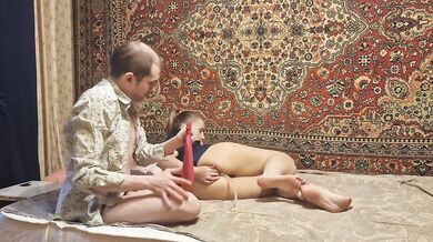 Man gives beautiful Russian girl a homemade anal enema