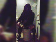 Crossdresser filmed herself peeing in a public restroom in the middle of the night.