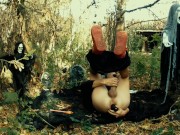 Halloween Moaning demon gets prostate orgasm by vibrating big black dildo