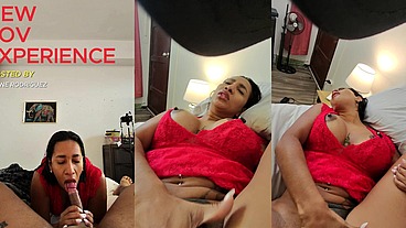 POV . Stepmom and stepson share bed and have sex