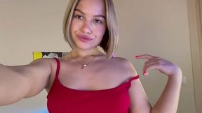 Amazing blonde fucks herself with a dildo