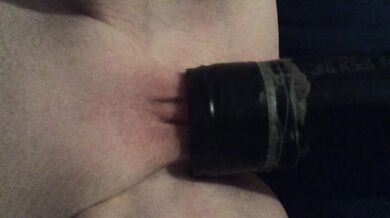 Getting my pussy sucked on with a vacuum cleaner until it swells up