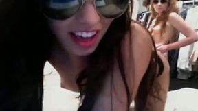 Real amateur lesbians flash their asses and nice tits on webcam