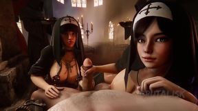 Sinful 3D Hentai Nuns Engage in Naughty Cartoony Fun