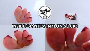 Inside Giantess Nylon Socks- Hide Inside My White Nylon Socks and Watch My Toes - VR 360