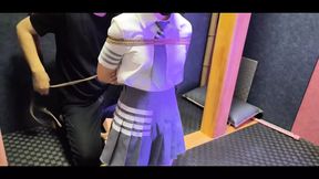 Short Skirt Girl&#039;s Chest Pinching Humiliation