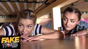 Katy Rose, Michael Fly And Cherry Kiss - Two Hot Girls Get Stuck Under A Bunk Bed