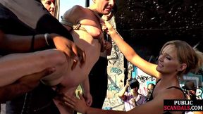 Real public bondage for sub