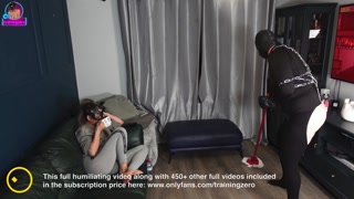 Training Zero Femdom Clean my Piss off the Floor! Real Homemade Amateur Toilet Slave Bondage MILF