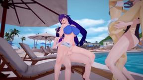 Futa orgy Lumine Stelle Raiden Acheron wrecks massive futa fuck fest