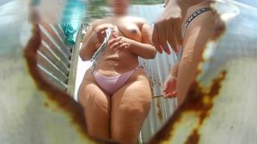 Thick Women Engraved in Beach Booth