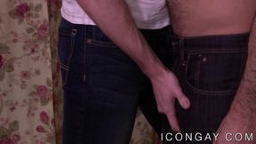 Bald mature homo passionately anal fucks a young jock