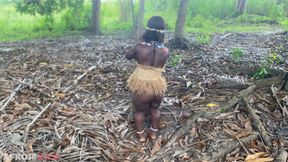 Pygmy with a round butt in a jungle