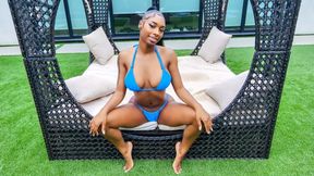 ”Pool fun with big ebony boobies outdoors”