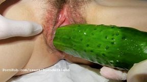 Big dildo/cucumber l Pussy eat cucumber №3