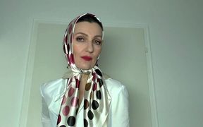 Satin Scarf Satin Headscarf Fashion Show Clip and JOI