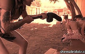 Hot brunette Tranny babe Natalie Mars gets juicy outdoor anal sex