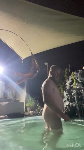 Captivating moment from &quot;Cleaning the pool naked with cute winky and sexy ass&quot;