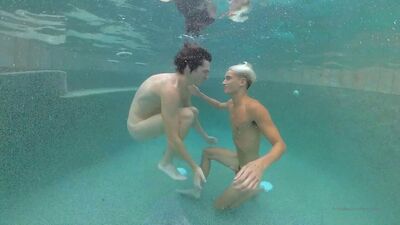 Lucas Champagne and his boyfriend are having sex in the swimming pool
