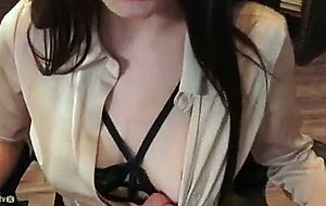 My girlfriends boss almost catches me licking her pussy under the desk and then fucking her