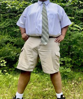 Grabbing my junk outside.  You can see the imprint of my cock. Hope you like.