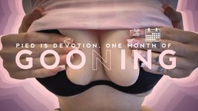 PIED is devotion, one month of gooning - gooning - edging - joi - femdom pov - jeans shorts - blonde - bratty Goddess - big tits - big ass