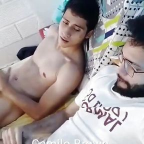 Sharing a great orgasm with my friend Fabian Madrid. We love having our vibrators on full intensity!