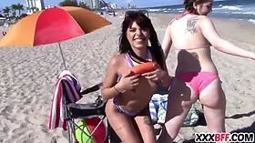 Spring break buddies sharing a cock