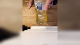 Morning urinate into a bottle