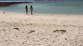 Pervert spilled cum on girls during their public beach sunbathe