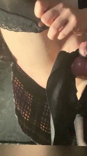 Crossdressers Self Spanking with Tied Balls and Small Dick