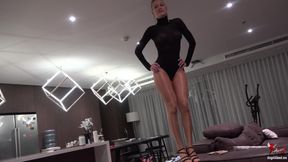 Make a messy my nylon shiny legs