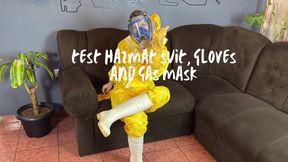 testing full face gas mask and hazmat suit