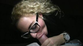 Blonde In Glasses Sucks Cock For Money