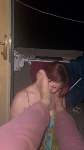 Licking Feet, Kicking, Blowjob on the Terrace