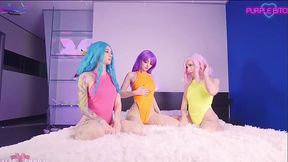 Lesbian lovers with big boobs explore their anal desires