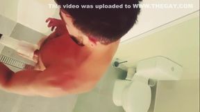 Straight Australian wolf edging with see-through fleshlight, huge cumshot !