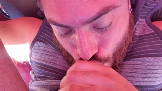 SELF FACIAL on my truck, Sucking my own balls &amp; cock