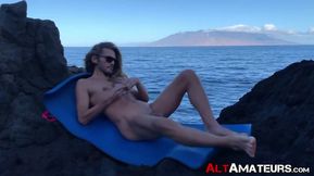 Hot cock ring wearing alternate teen jerking off outdoor