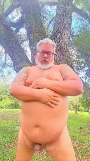 Naked Dancing Bear in the Wilderness Showing His Hole