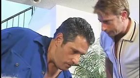 Blond bombshell sucks two massive rods in a steamy lesbian sex extravaganza