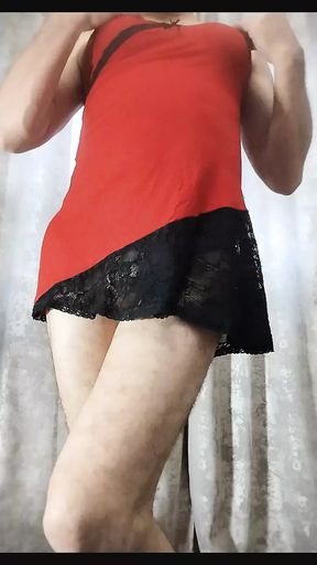 Crossdresser changes panties