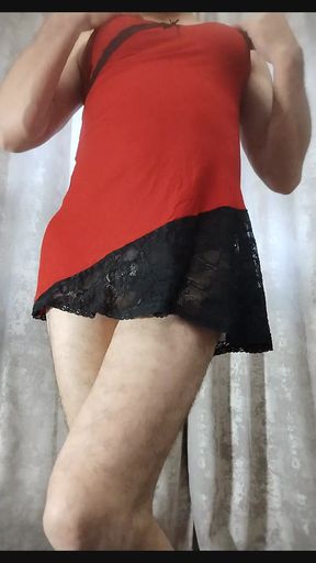 Crossdresser changes panties