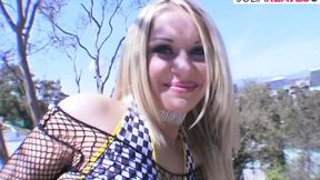 Blonde girl squirts after getting fucked on both holes by two monster cocks