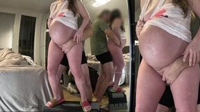 9th month big belly standing fuck with horny GF