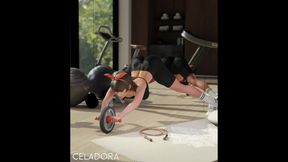 Clothed Josie flexes her big booty in mirror before taking it anally