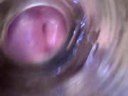 Cumshot inside onahole with Endoscope