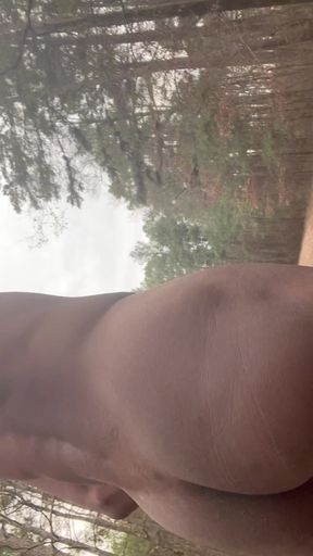 Walking naked on trail