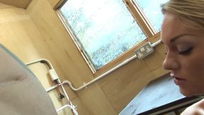 Home alone wife with huge tits gets fucked by the construction worker.
